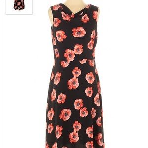 Talbots peach and black mid length dress